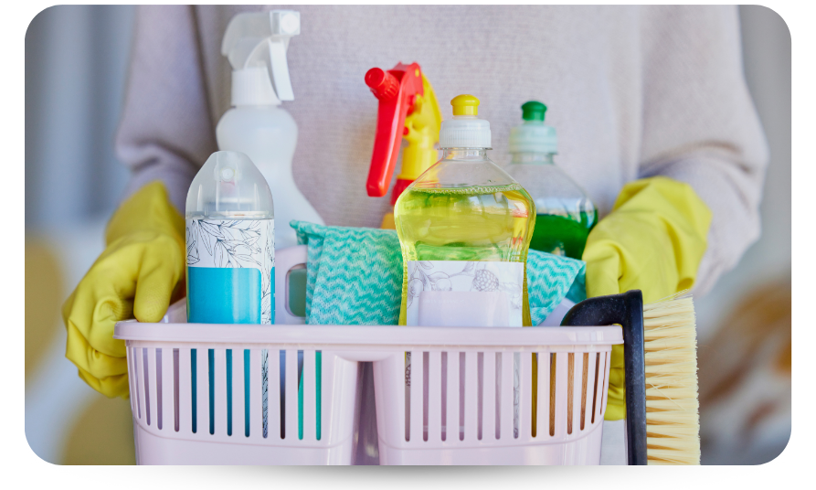 Low-VOC cleaning solution used in indoor spaces